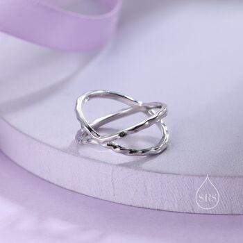 Sterling Silver Hammered Cross Ring, 7 of 11