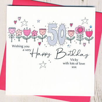 Personalised 40th Birthday Floral Card, 2 of 2