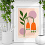 Harmony Bloom Orange Flowers Green Stem Botanical Print, thumbnail 1 of 4