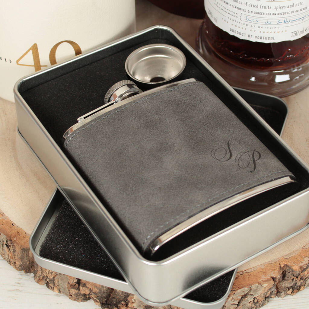 Personalised Script Initials Two Tone Hip Flask, 1 of 6