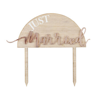 Just Married Wooden Wedding Cake Topper, 2 of 3