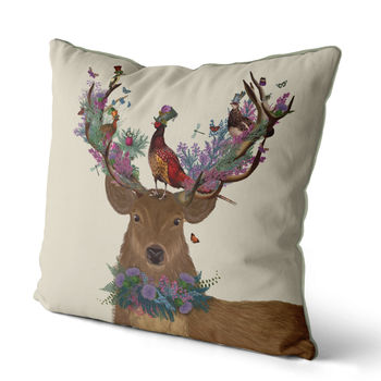 Scottish Woodland Deer Decorative Cushion, 3 of 7