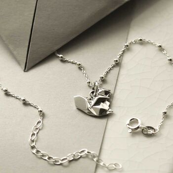 Sterling Silver Origami Squirrel Necklace, 7 of 8