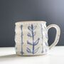 Big Huggable Mug With Blue And White Abstract Floral Hand Painted Design, thumbnail 4 of 12