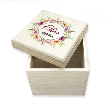 Personalised Gardener's Roses Wooden Seed Box, 2 of 3