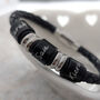 Leather Bracelet With Black Engraved Rings, thumbnail 1 of 5