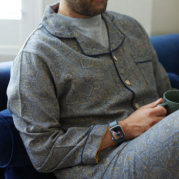 Personalised Men’s Heritage Jacquard Pyjama Set – Pure Cotton, 8 of 12