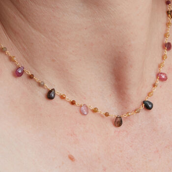 Tourmaline Silver Gold Plated Bead Necklace, 3 of 12