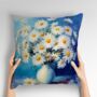 Sunlit Daisies In Blue Hand Made Poly Linen Cushions, thumbnail 5 of 9