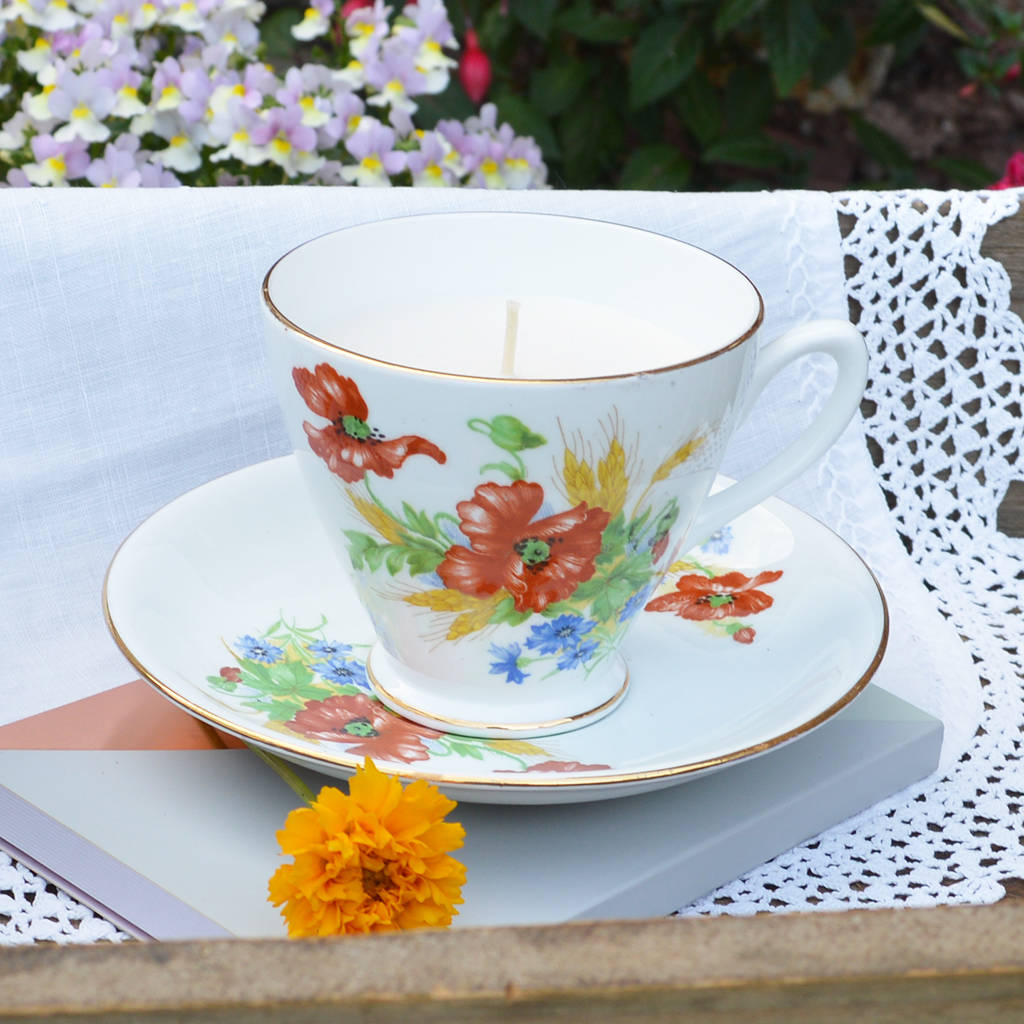 Vintage China Teacup And Saucer Candle By Andrea Fays