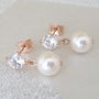 Cubic Zirconia And Pearl Rose Gold Earrings, thumbnail 2 of 5