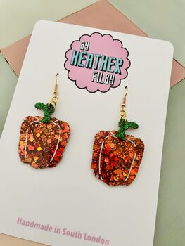 Bell Pepper Glitter Resin Earrings, 2 of 11