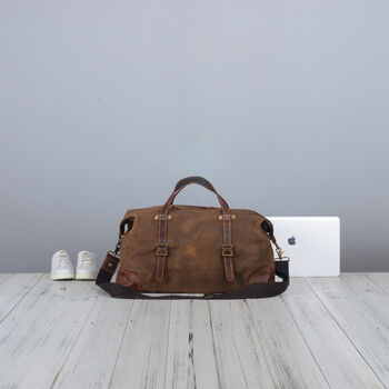 Classic Vintage Look Waxed Canvas Duffle Bag, 6 of 12