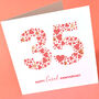 Love Hearts Coral 35th Anniversary Card, thumbnail 2 of 3