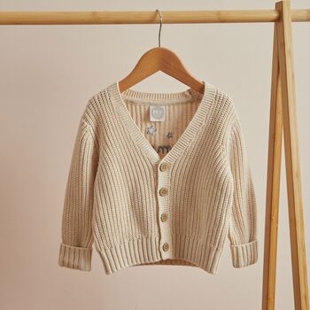 Personalised Mummy's Little Man Oatmeal Cardigan, 2 of 3