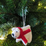 Handmade Christmas Winter Polar Bear Hanging Decoration, thumbnail 2 of 7
