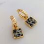 Square Dalmatian Jasper Gold Plated Gemstone Earrings, thumbnail 1 of 6
