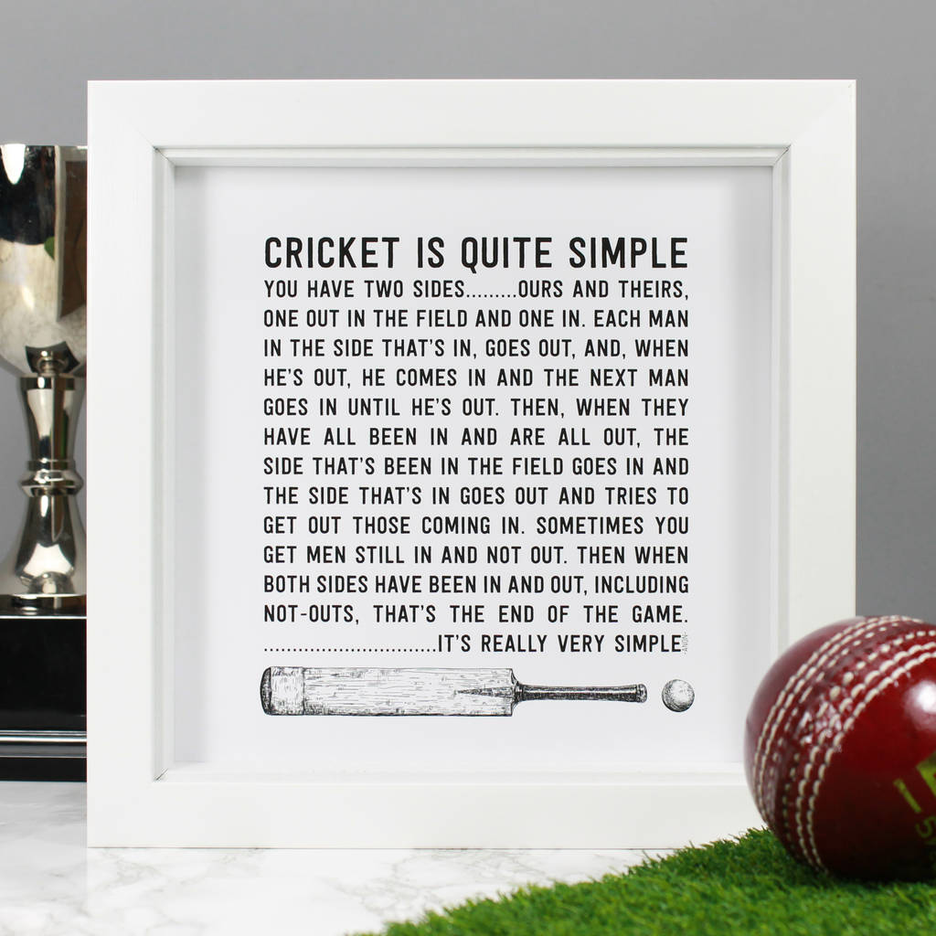 'Cricket Is Simple' Illustrated Quote Print, 1 of 3