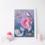 Glitter Under The Sea Mermaid Wall Art Children's Print, thumbnail 6 of 6