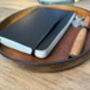 Personalised Burnt Tan Round Leather Accessory Tray, thumbnail 5 of 7