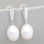 Silver Pearl Dropper Earrings, thumbnail 2 of 11