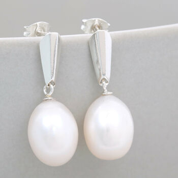 Silver Pearl Dropper Earrings, 2 of 11