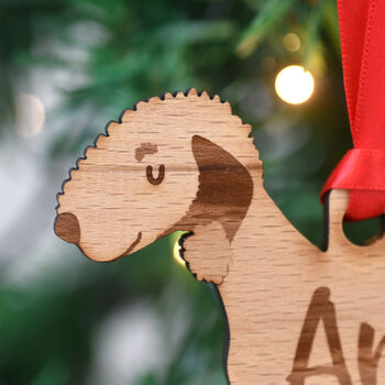 Bedlington Terrier Personalised Wooden Dog Decoration, 6 of 8
