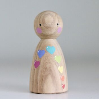 Handpainted Wooden Rainbow Loveheart Peepul, 9 of 12