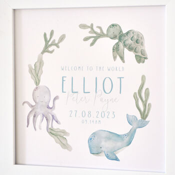 Personalised Under The Sea Baby Birth Details Print, 2 of 5