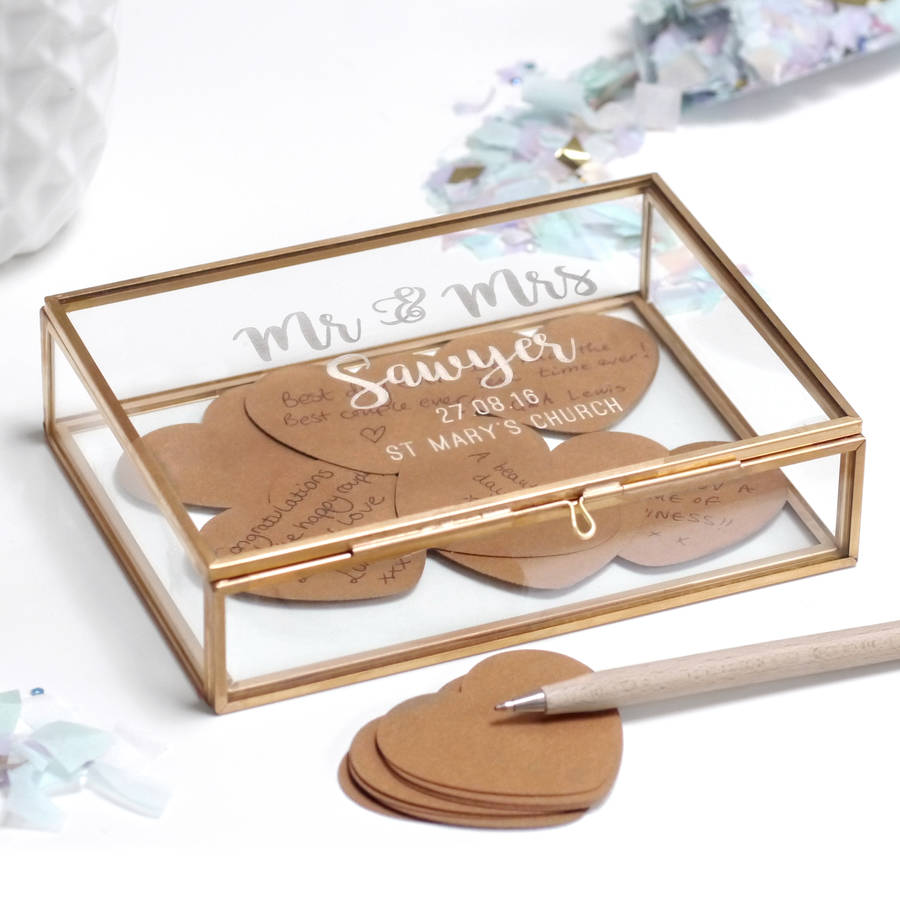 Personalised Rectangular Glass Wedding Guest Book Box By Joanna Emily