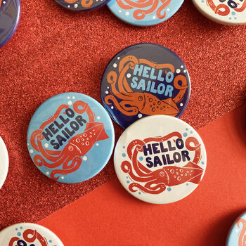 Cheeky Hello Sailor Nautical Pirate Badges, 3 of 5