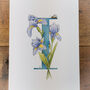 I Is For Iris Floral Letter Print, Personalised, thumbnail 2 of 8