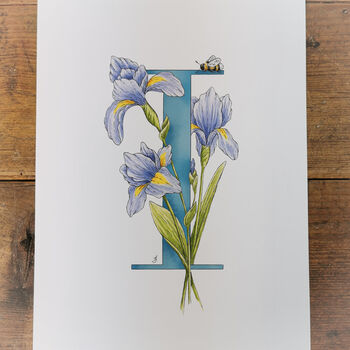 I Is For Iris Floral Letter Print, Personalised, 2 of 8