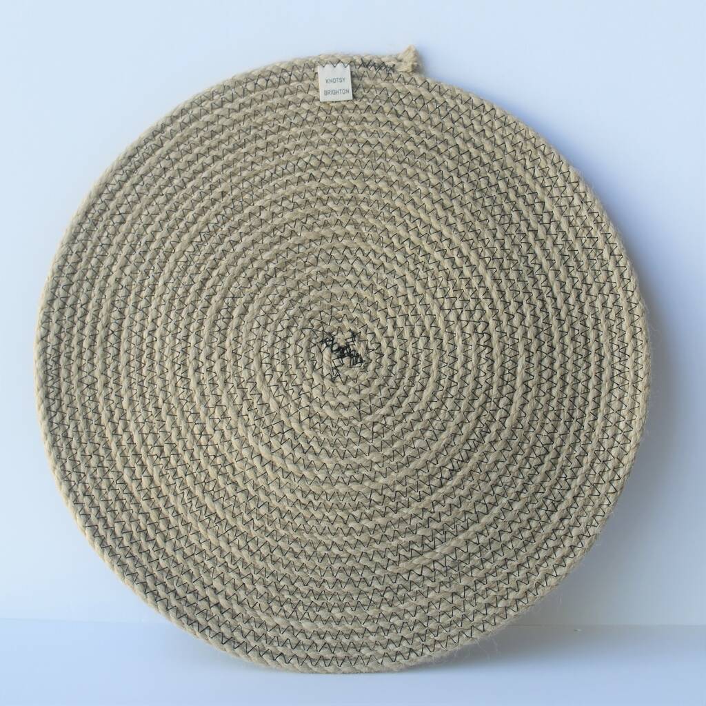 Black Natural Sandstone Rope Placemat By Knotsy Brighton