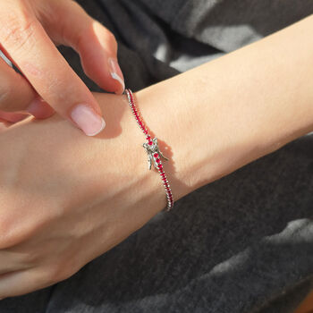 Garnet Gemstone Sterling Silver Tennis Bracelet, 4 of 5