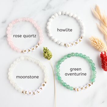 Couples Boyfriend Personalised Gemstone Beaded Bracelet Set, 3 of 10