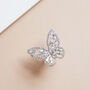 Silver Colour Crystal Encrusted 3D Butterfly Ring, thumbnail 2 of 3