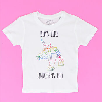 'Boys Like Unicorns Too' Boys T Shirt, 6 of 6