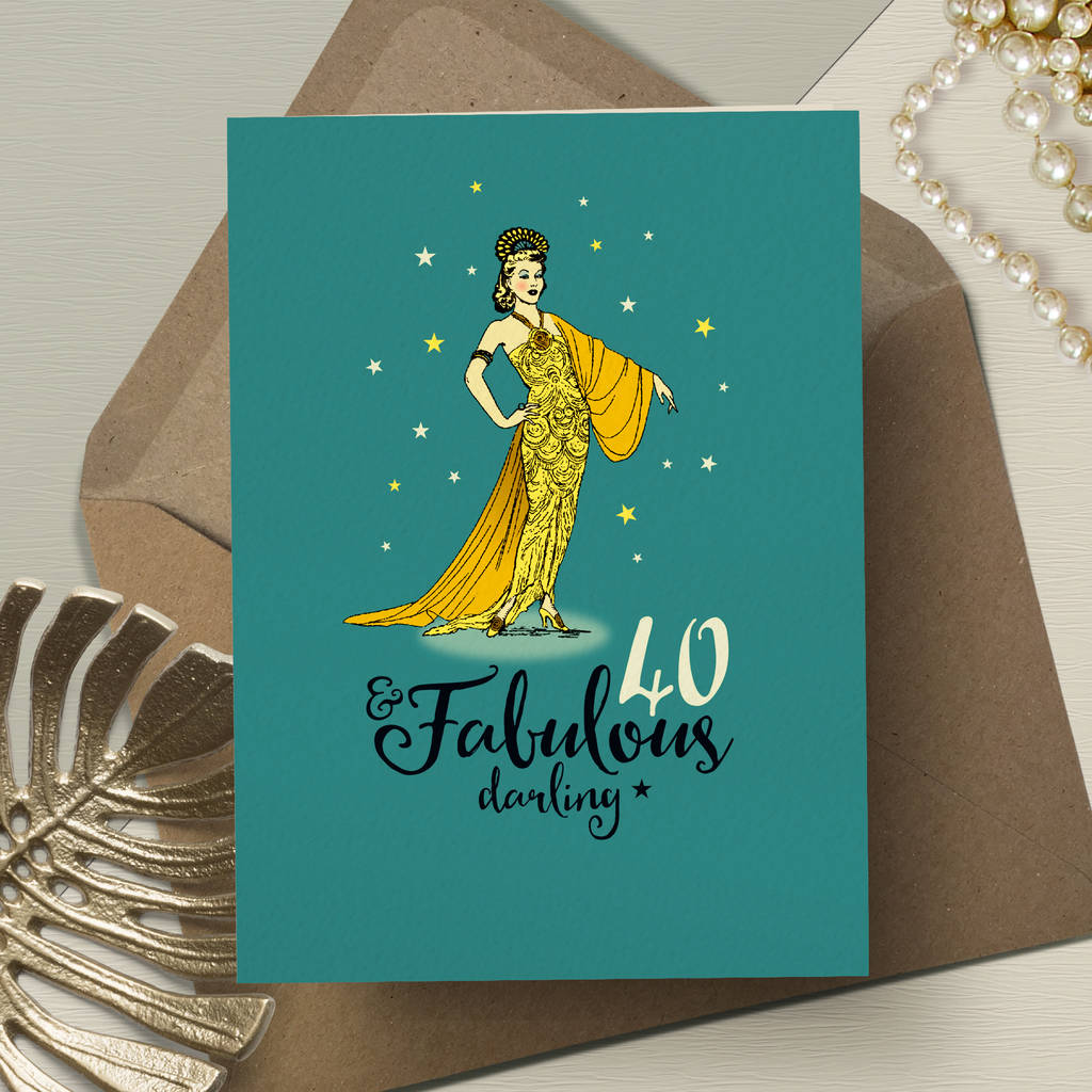 40th Birthday Card For Her ‘Fabulous 40’ By The Typecast Gallery