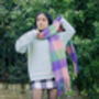 Purple Green Pink Plaid Warm Wrap Scarf, thumbnail 5 of 7