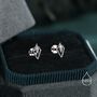 Sterling Silver Art Deco Inspired Tiny Rhombus Cz Screw Back / Internally Threaded Flat Back / Stud Earrings, thumbnail 3 of 12