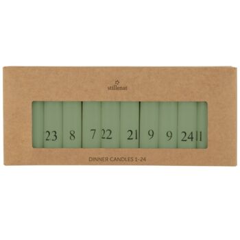 Set Of Short Green Numbered Christmas Advent Candles, 3 of 3