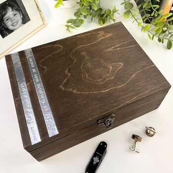 Personalised Aluminium Message Wooden Jewellery Box, 6 of 12