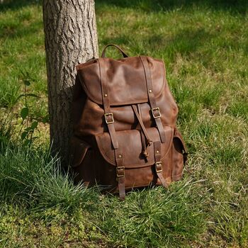 Vintage Look Genuine Leather Backpack, 6 of 12