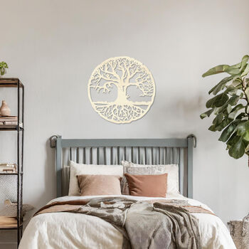 Circular Plywood Tree Of Life Wall Art Handmade In The UK, 8 of 9