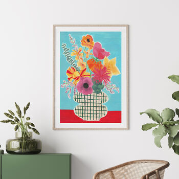 Colourful Vase Of Flowers Still Life Print, 5 of 8