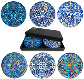 Set Of Six Mediterranean Pattern Coaster| Gifts For Her, 4 of 8