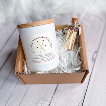 We Are The Perfect Match Candle Gift With Mini Matches, 7 of 9