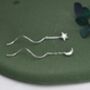 Moon And Star Threader Earrings In Sterling Silver, thumbnail 3 of 9