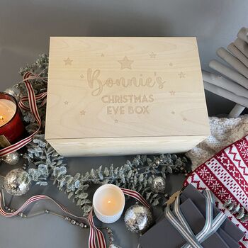 Personalised Family Luxury Pine Christmas Eve Box, 7 of 12